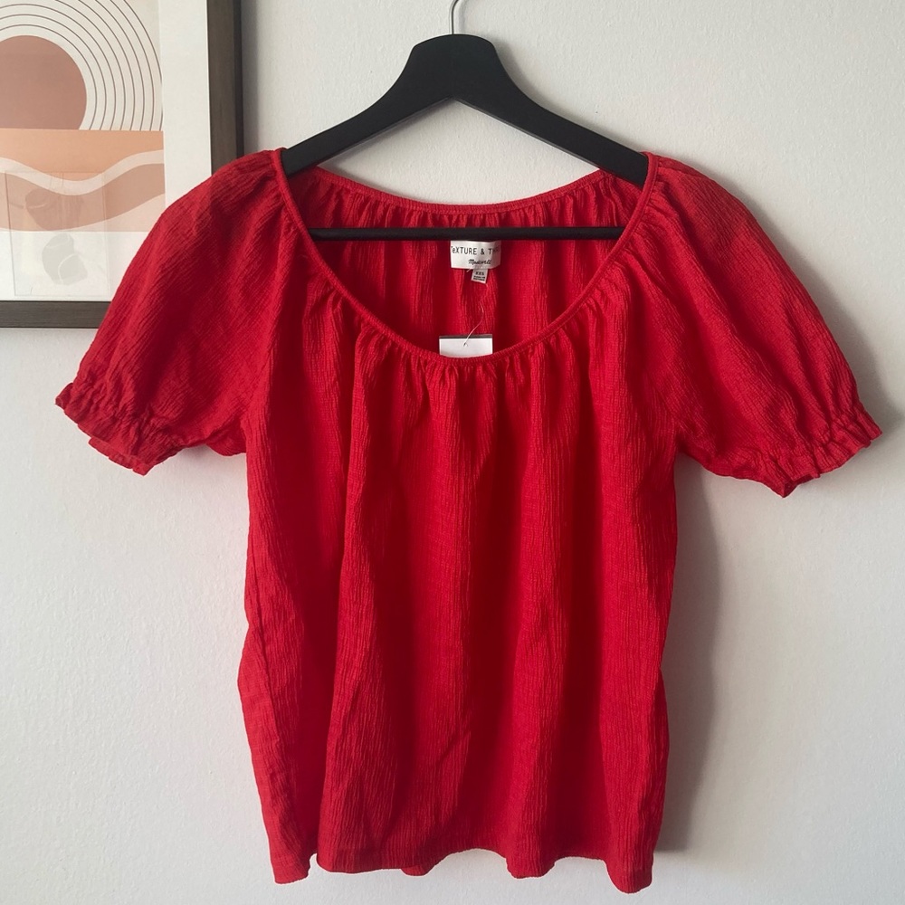 NWT Madewell Red Peasant Top!
